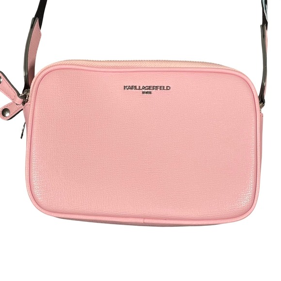 NEW Karl Lagerfeld Maybelle Pink Leather Camera Crossbody Bag Pouch Color Strap - Picture 6 of 17